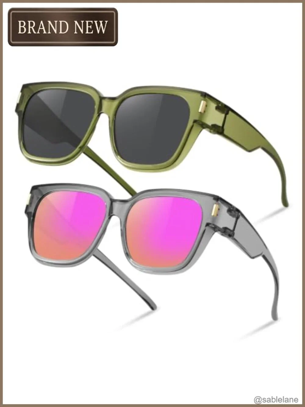 Polarized Fit Over Glasses Sunglasses Square Frame UV400 Unisex